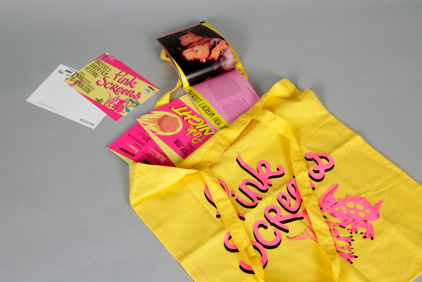 Pink Screens 2016 tote bag and goodies