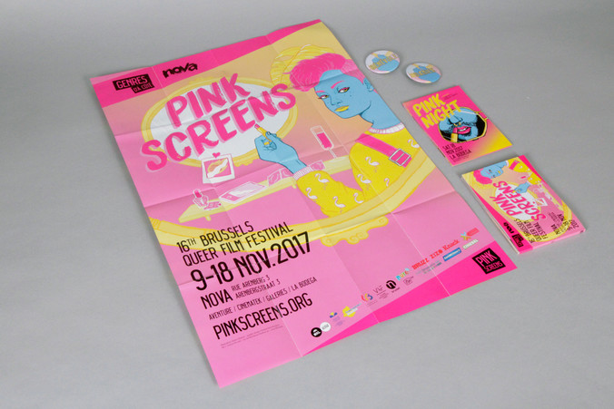 Pink Screens 2017 folded program and goodies